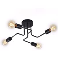 ENCOFT Vintage Lámpara de Techo en Metal Base E27- Iluminación de Techo Industrial 4 Luz Lámparas de Araña para…